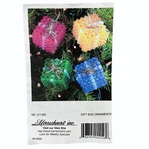 Herrschners Plastic Beaded Gift Box Christmas Ornaments Kit 517285 Makes 4